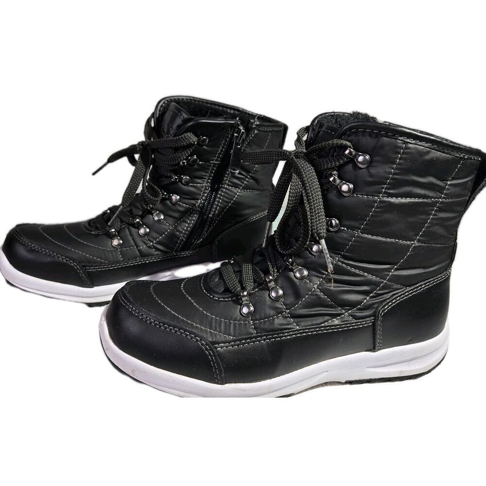 Weatherproof Katie Winter Black Sneaker Boots Womens 6M Gorpcore Fur Lined Zip